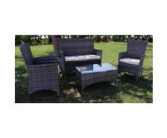 Set Da Giardino Divano Poltrone E Tavolino In Polyrattan Morel Valeria Grigio