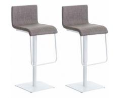 Set 2 Sgabelli Bar LIMON in tessuto Grigio Bianco