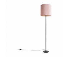 QAZQA Lampada da terra con paralume simplo fl - Rustico - Tessuto,Acciaio - Rosa/Nero