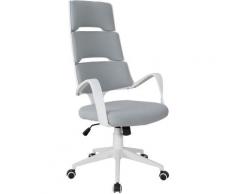 Vinsetto Sedia da Ufficio dal Design Ergonomico con Schienale Alto e Tessuto in Lino Bianco e Grigio