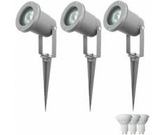 Set di 3 luci spina esterni picco mobili Standlampe nel set tra cui lampade a LED