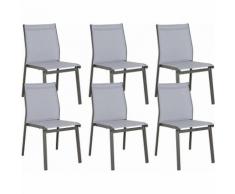 Set 6 Sedie Da Giardino 50x57x87 Cm In Alluminio E Textilene Duini Liam Antracite