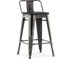 Sgabello da bar in stile Tolix con schienale basso - 61 cm - Metallo e legno scuro Bronze