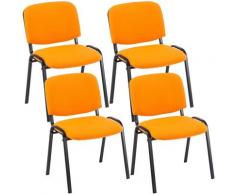 Set 4 Sedie Ufficio Visitatore Ken Imbottite In Tessuto Arancione