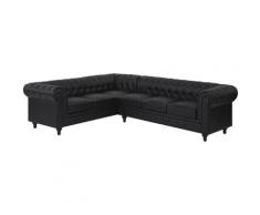 Divano angolare vintage in pelle nera versione destra CHESTERFIELD