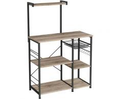VASAGLE Scaffale da Cucina, Supporto per Forno a Microonde con Ripiani, Cesti in Filo Metallico, 6