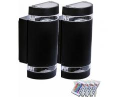 Etc-shop - Set di 2 lampada da parete esterna ALU luce della veranda dimmer Set incl. RGB lampade a