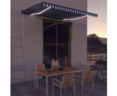 YOUTHUP Tenda con Sensore Vento e LED 400x300 cm Blu e Bianca - Blu