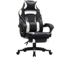 Sedia da Ufficio, Poltrona Racing Ergonomica, con Poggiapiedi Telescopico, Schienale Regolabile,