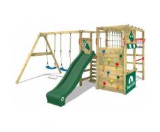 WICKEY Parco giochi in legno Smart Zone Giochi da giardino con altalena e scivolo Verde, Struttura