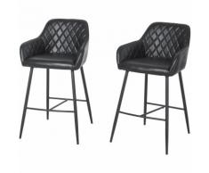 HOMCOM Set di 2 Sgabello da Bar imbottito industiale talaio in metallo rivestito in PU