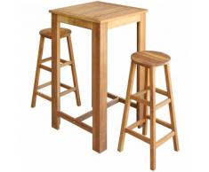 YOUTHUP Tavolo e Sedie da Bar Set 3 pz in Legno Massello di Acacia - Marrone