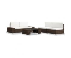 Set Divani da Giardino 5 pz in Polyrattan Marrone