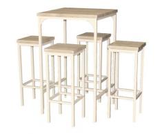 Set Tavolo Bar Quadrato Alto 110 Cm E 4 Sgabelli Rovere Beige Mod. Rimini