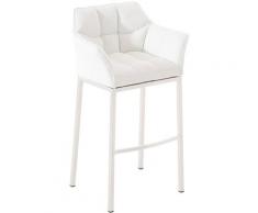Sgabello Damaso Similpelle Bianco Metallo bianco opaco