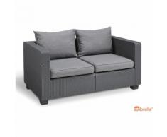 Salotto divano 2 posti salottino da giardino per esterno in resina Rattan Grafit