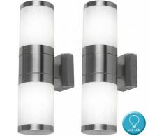 Etc-shop - Set di 2 lampade da parete per esterni a sospensione in acciaio inox con set di