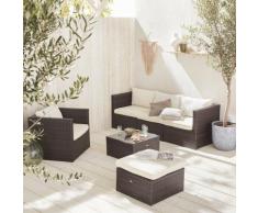 Salotto da giardino, resina intrecciata - modello: Benito, colore: Marrone - Colore: Cioccolato,