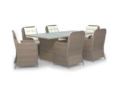 YOUTHUP Set da Pranzo da Giardino 7 pz in Polyrattan Marrone - Marrone
