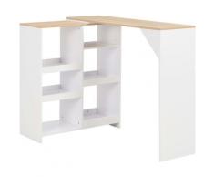 Tavolo da Bar con Scaffale Mobile Bianco 138x40x120 cm VD20751 - Hommoo