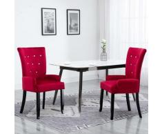 Sedia da Pranzo con Braccioli Rossa in Velluto - Rosso - Youthup