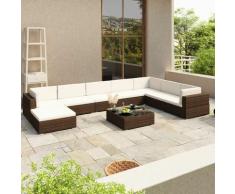 YOUTHUP Set Divani da Giardino 8 pz con Cuscini in Polyrattan Marrone - Marrone
