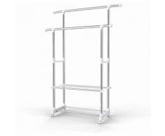 Appendiabiti Attaccapanni Porta Abiti a rotelle con ruote in acciaio altezza regolabile 95-172 cm