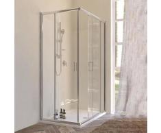 Box doccia angolare due porte scorrevoli cristallo 6 mm trasparente 100x120 cm