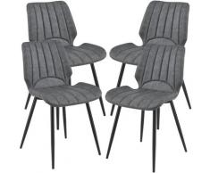 Sedia per Sala da Pranzo Pohorje 77 x 57,5 x 46 cm Set di 4 Similpelle Imbottito Grigio Scuro