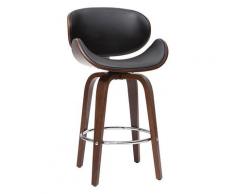 Sgabello da bar design nero e legno scuro 65 cm WALNUT