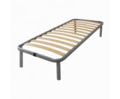 Qualydorm - Rete in Ferro con Piedi e Doghe in Legno cm 105x195 H30 una piazza mis. personalizzata