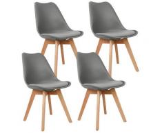 Set di 4 Tulip Pranzo/Ufficio Sedia con Gambe in Faggio Massiccio, Sedie Senza Braccia Imbottita di
