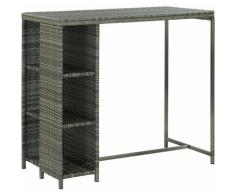 YOUTHUP Tavolo da Bar con Ripiani Grigio 120x60x110 cm in Polyrattan - Grigio