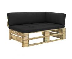 Divano Angolare da Giardino Verde su Pallet in Legno di Pino - Verde - Vidaxl