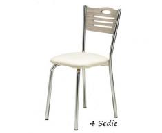 4 Sedie Olmo da Cucina Ecopelle Imbottita Metallo Cromato Moderna Sala da Pranzo