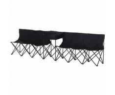Outsunny Sedia Panchina da Campeggio Pieghevole 6 Posti Nero 306cm x 48cm x 82cm