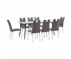 Set Sala da Pranzo 9 pz in Similpelle Marrone
