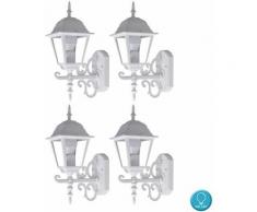 Etc-shop - Set di 4 lampade da parete ALU lanterne per illuminazione da esterni in set con