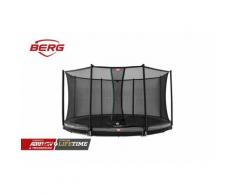 SOLO TRAMPOLINO Tappeto elastico da giardino rotondo 430cm – grigio. Rete con ingresso a chiusura