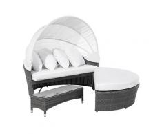 Divano coperto da giardino in rattan grigio SYLT LUX