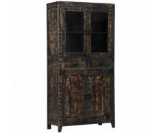 Credenza Nera 90x40x180cm in Legno Massello di Mango