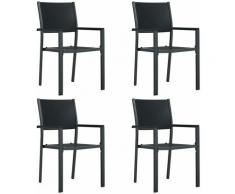 Sedie da Giardino 4 pz Nere in Plastica Stile Rattan
