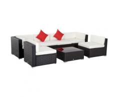 Outsunny Set Mobili da Giardino Balcone Esterno in Rattan 7pz Poltrone Tavolino con Cuscini
