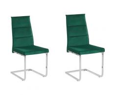 Set di 2 sedie da pranzo in velluto verde ROCKFORD
