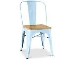 Sedia Tolix Quadrati in Legno Pauchard Style - Metallo Azurro