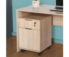 Cassettiera Cassetto con Chiave Ruote Rovere Legno per Ufficio Scrivania Tavolo