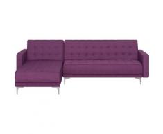 Divano letto angolare in tessuto viola versione destra ABERDEEN