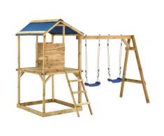 vidaXL Casetta Bambini con Altalene e Scaletta in Pino Impregnato