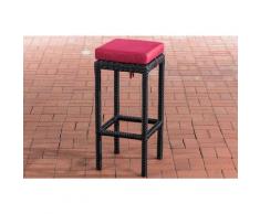 Sgabello polyrattan Alia con imbottitura Tondo/nero Rosso rubino