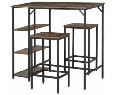 Set Tavolo Alto 2 Sgabelli e Scaffale Stile Industriale Metallo e Legno - Homcom